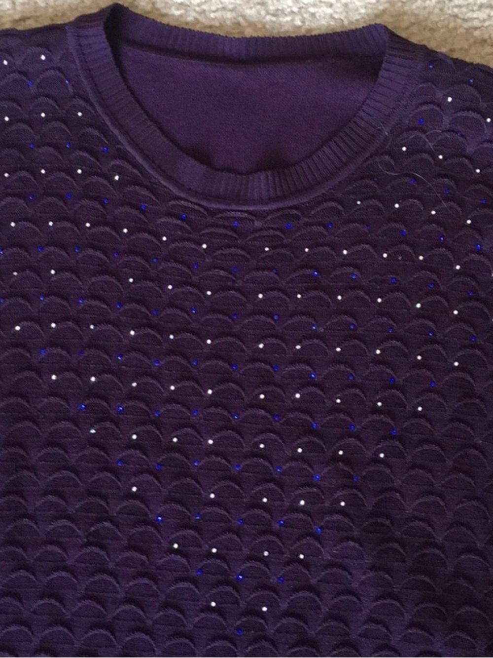 🔴 Elegantly Embellished Eggplant Knit Top- One Size - Picture 8 of 11